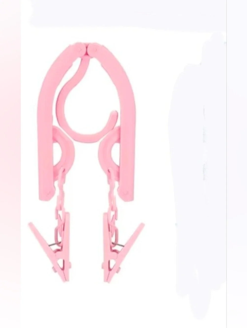 Travel Foldable Pink Plastic Hanger with Clips BNIB